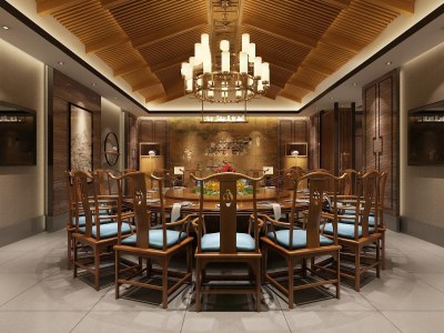 新中式豪华大包间3D模型下载